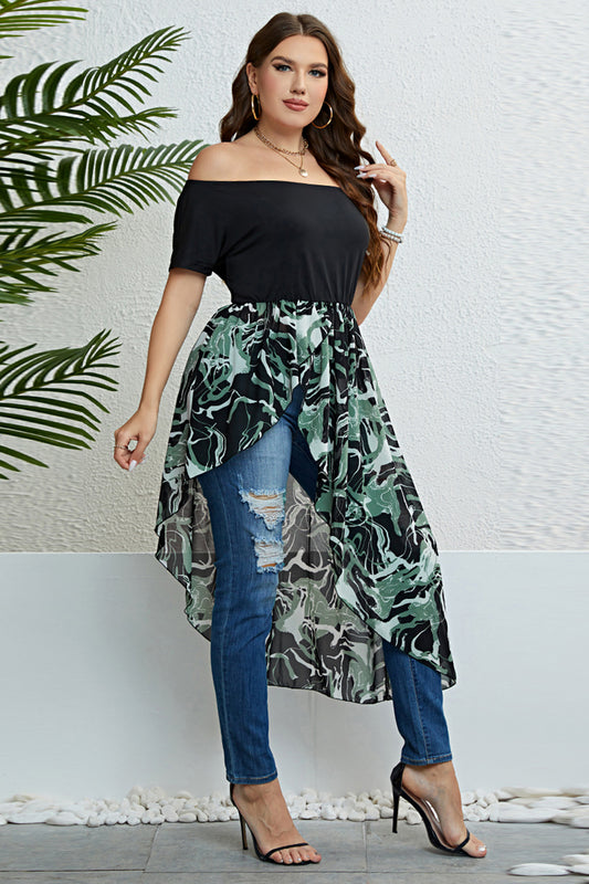 Off-Shoulder Asymmetrical Hem Dress